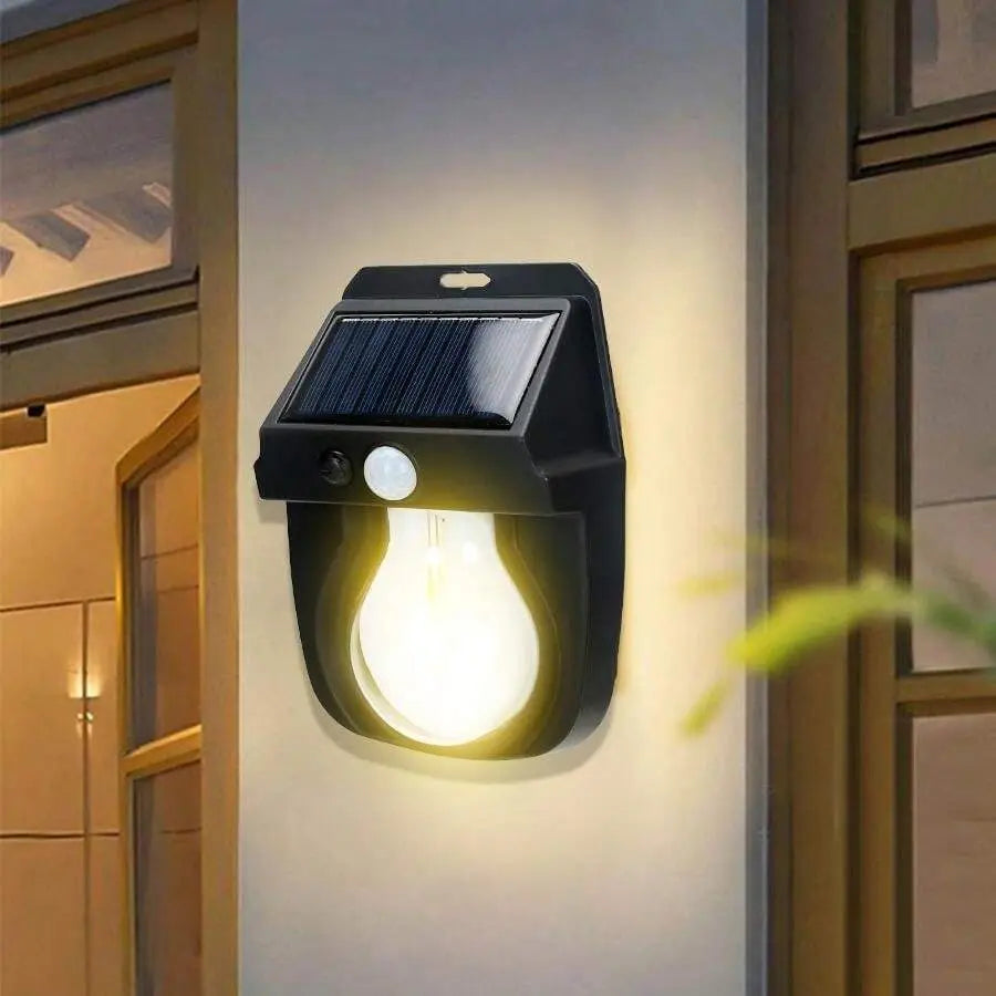 Vintage Solar Outdoor Wall Mounted Bulb Lamp with Motion Sensor