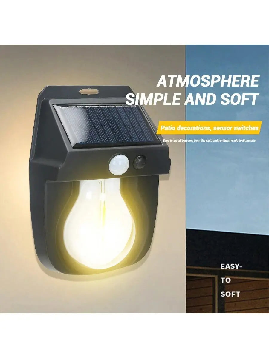 Vintage Solar Outdoor Wall Mounted Bulb Lamp with Motion Sensor