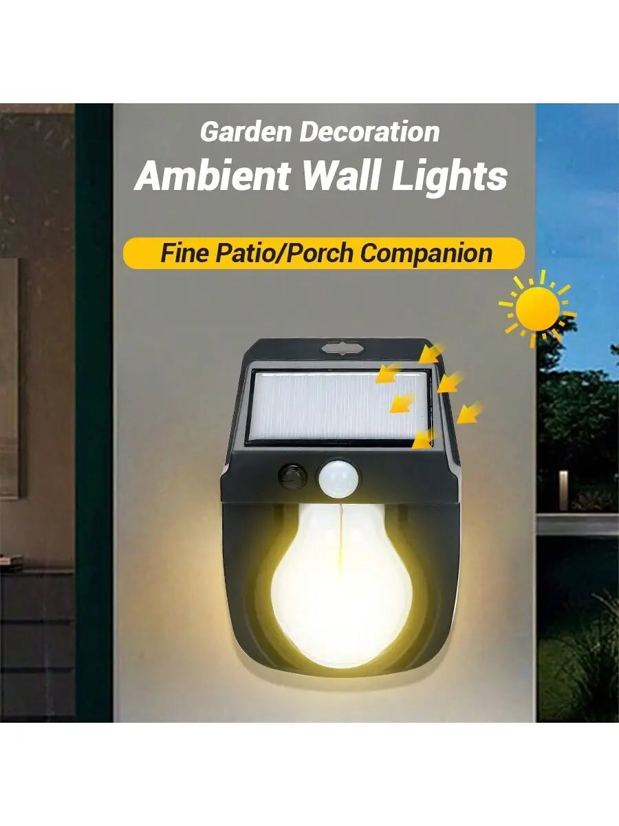Vintage Solar Outdoor Wall Mounted Bulb Lamp with Motion Sensor