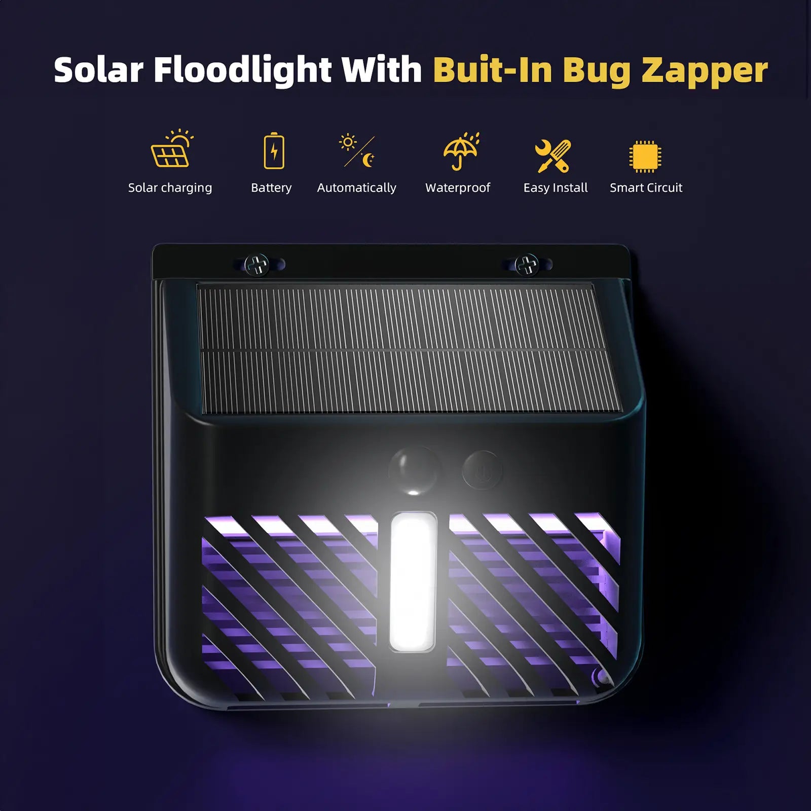 2-in-1 Motion Activated LED Wall Lamp with Bug Zapper