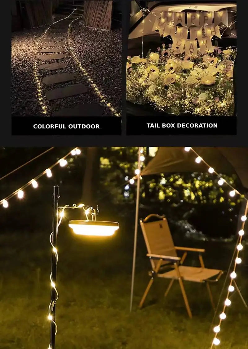 Rechargeable LED Light Strip for Camping & Tent Decoration - 10m Length