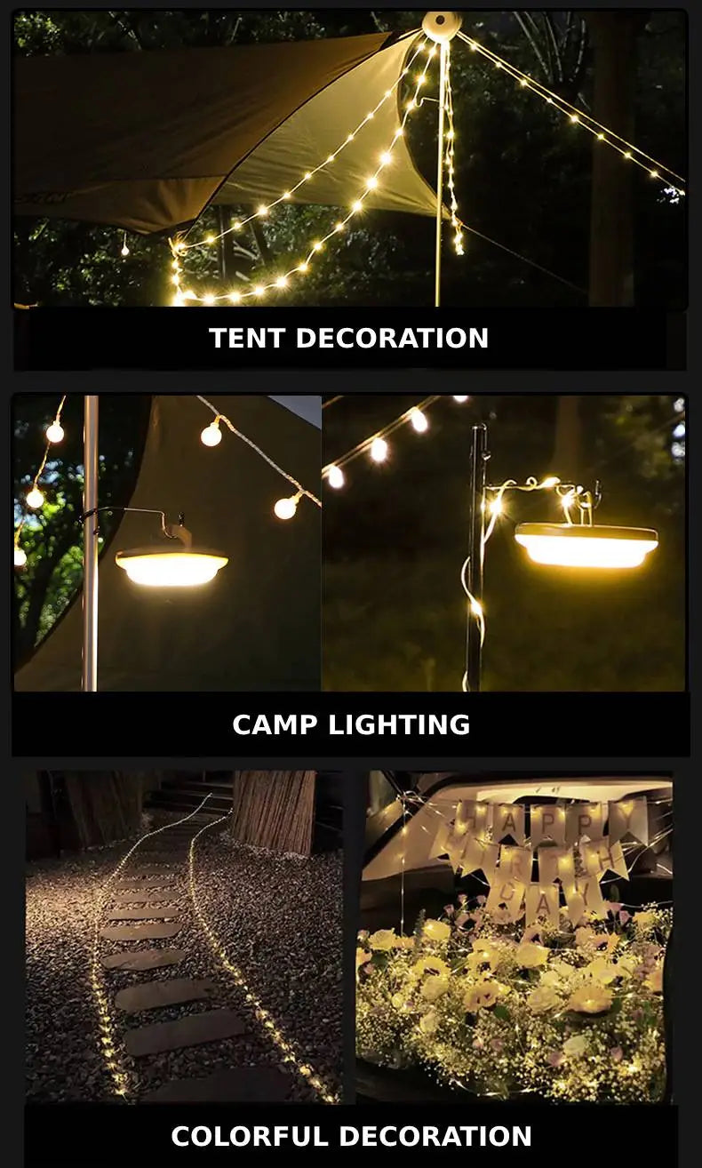 Rechargeable LED Light Strip for Camping & Tent Decoration - 10m Length