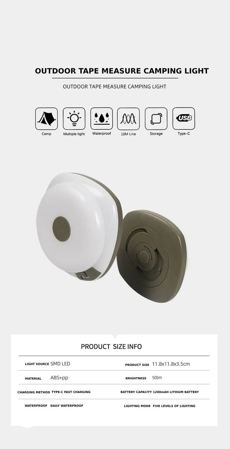 Rechargeable LED Light Strip for Camping & Tent Decoration - 10m Length