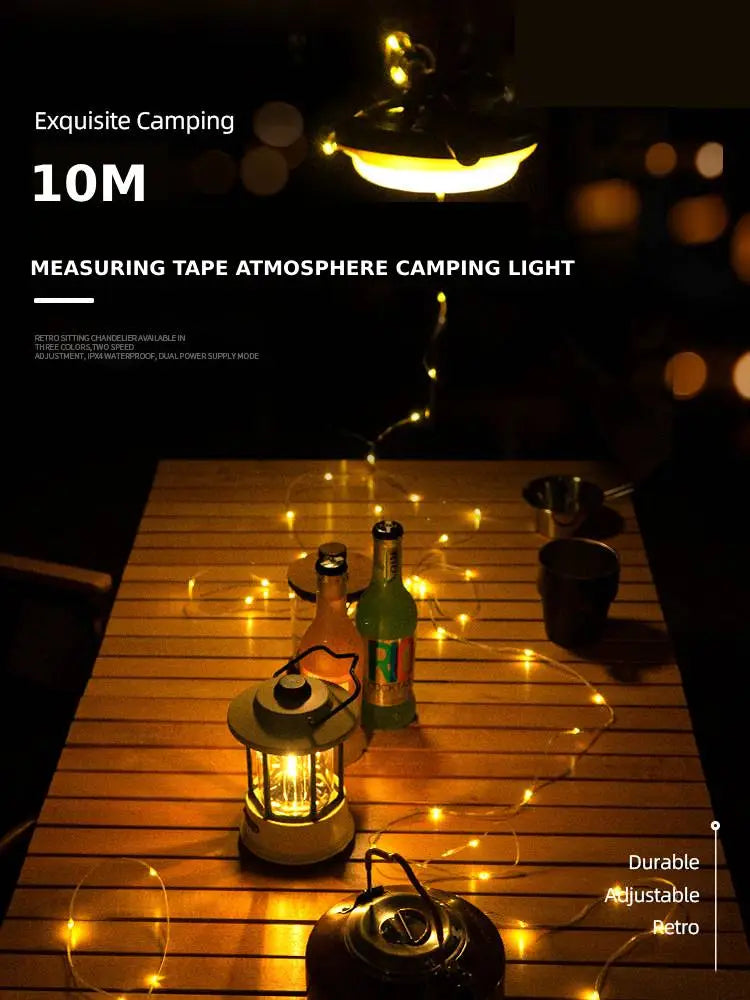 Rechargeable LED Light Strip for Camping & Tent Decoration - 10m Length