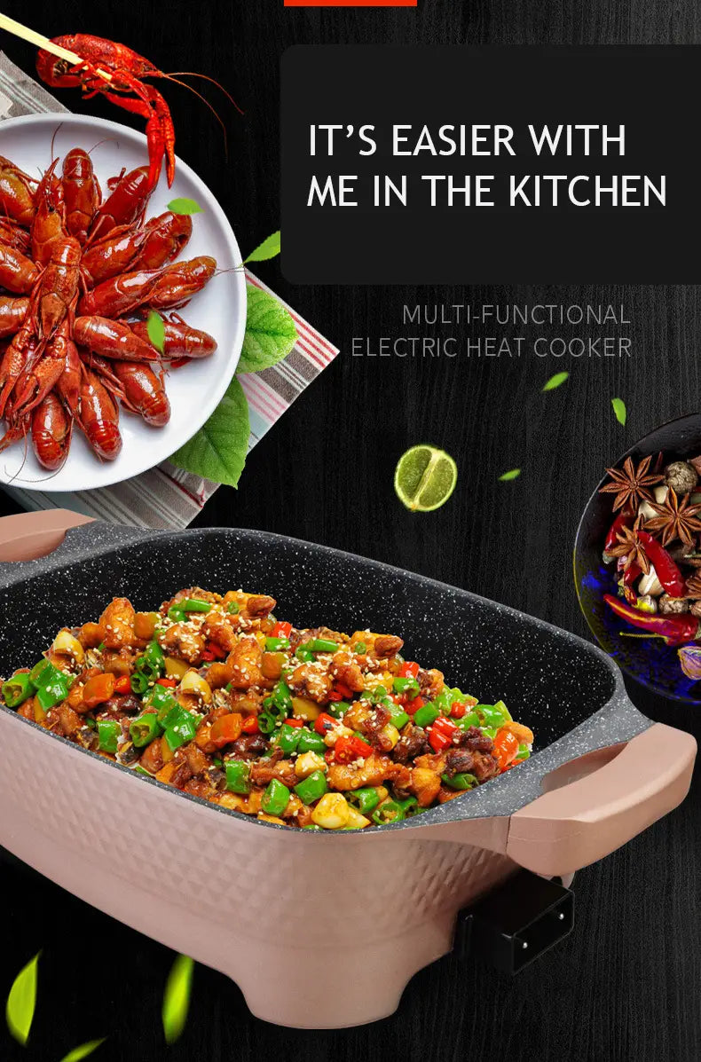 9-in-1 Multi-Function Electric Cooking Pot for Frying, Grilling, Roasting, and More - 12 Litres
