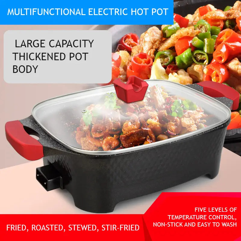 9-in-1 Multi-Function Electric Cooking Pot for Frying, Grilling, Roasting, and More - 12 Litres