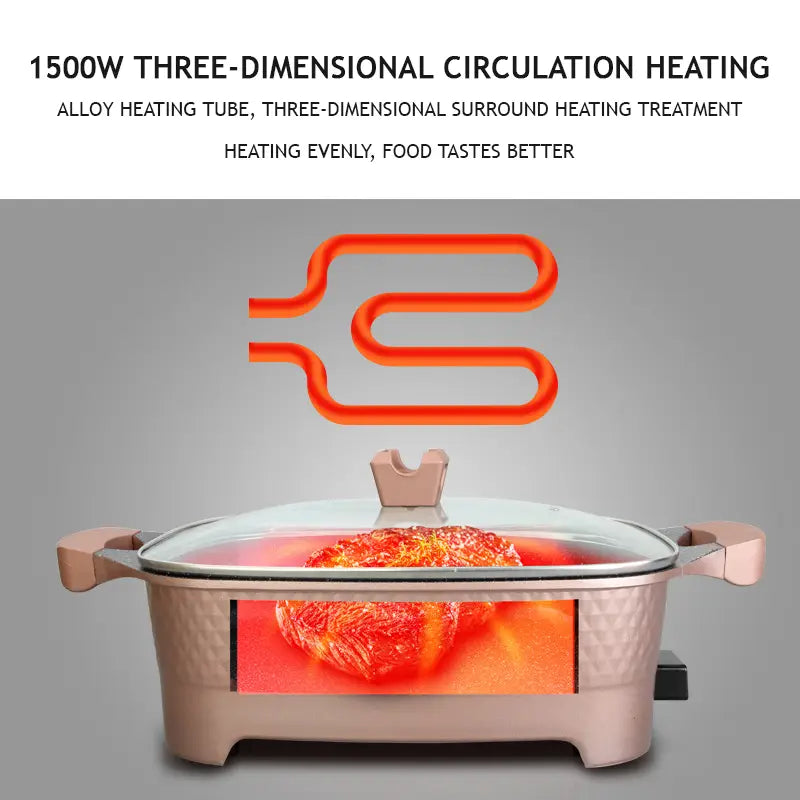 9-in-1 Multi-Function Electric Cooking Pot for Frying, Grilling, Roasting, and More - 12 Litres