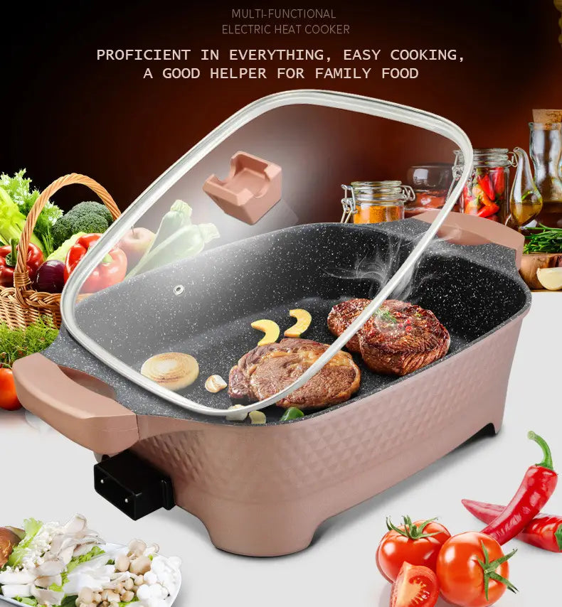 9-in-1 Multi-Function Electric Cooking Pot for Frying, Grilling, Roasting, and More - 12 Litres