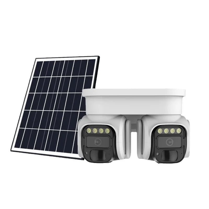 Dual PTZ 4G Solar Smart Security Camera with Dual Lens, 2K Resolution, 5200mAh Rechargeable Battery, 355° Pan & 90° Tilt, Human Motion Detection, Auto Tracking, Full-Color Night Vision, IP65 Weatherproof & TF Card Support