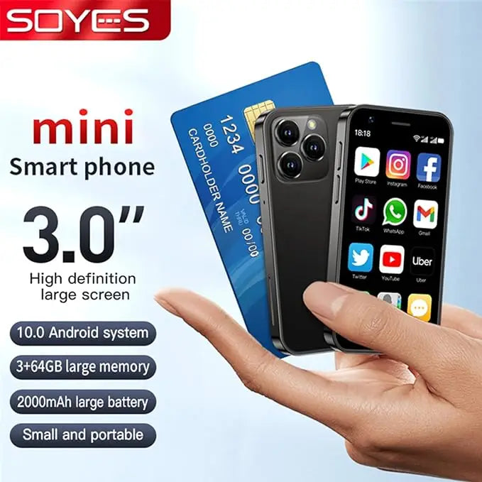 Soyes Mini 4G Smartphone with Android 10.0, 2GB RAM & 16GB Storage - 3.0-inch Display
