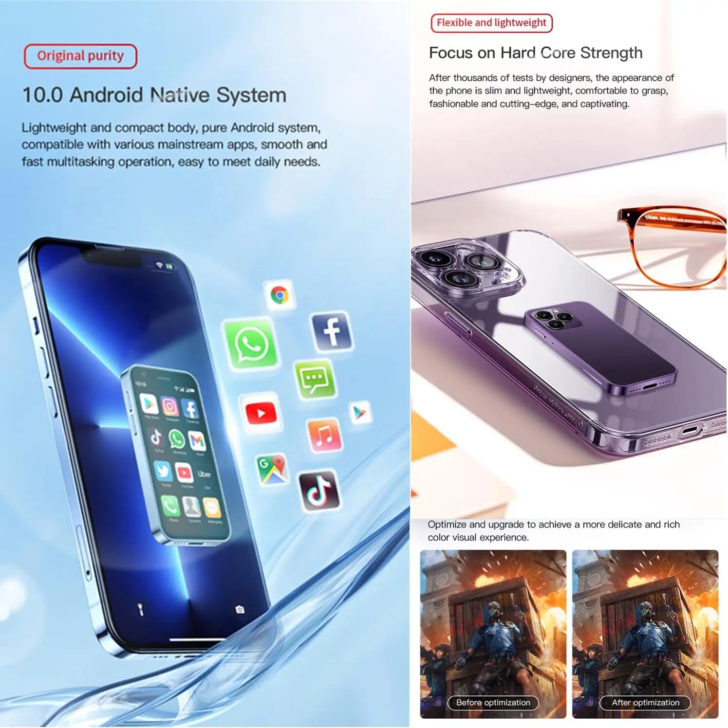 Soyes Mini 4G Smartphone with Android 10.0, 2GB RAM & 16GB Storage - 3.0-inch Display