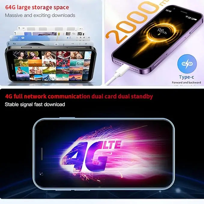 Soyes Mini 4G Smartphone with Android 10.0, 2GB RAM & 16GB Storage - 3.0-inch Display