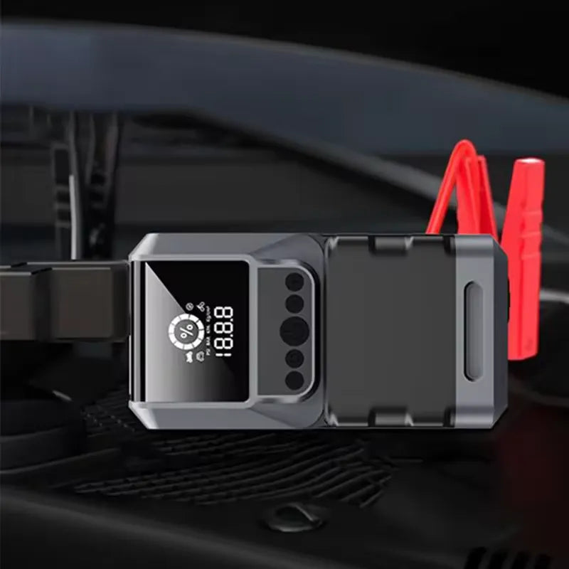 Portable 4-in-1 Car Jump Starter & Air Compressor with Emergency Flashlight & Power Bank - 150PSI Pressure