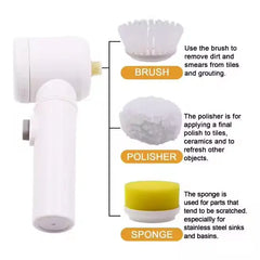 3-in-1 Multi-functional Portable Electric Cleaning Brush with Multipurpose Heads for Kitchen & Bathroom