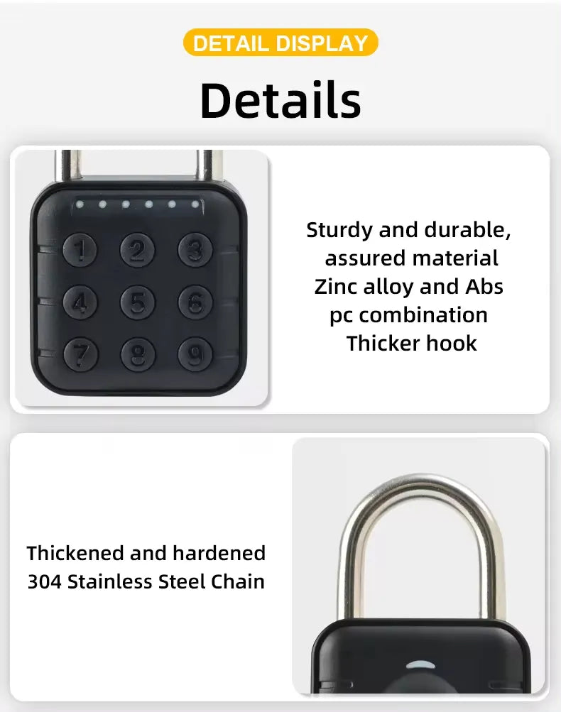 Smart Keypad Waterproof Padlock for Outdoor and Indoor Use