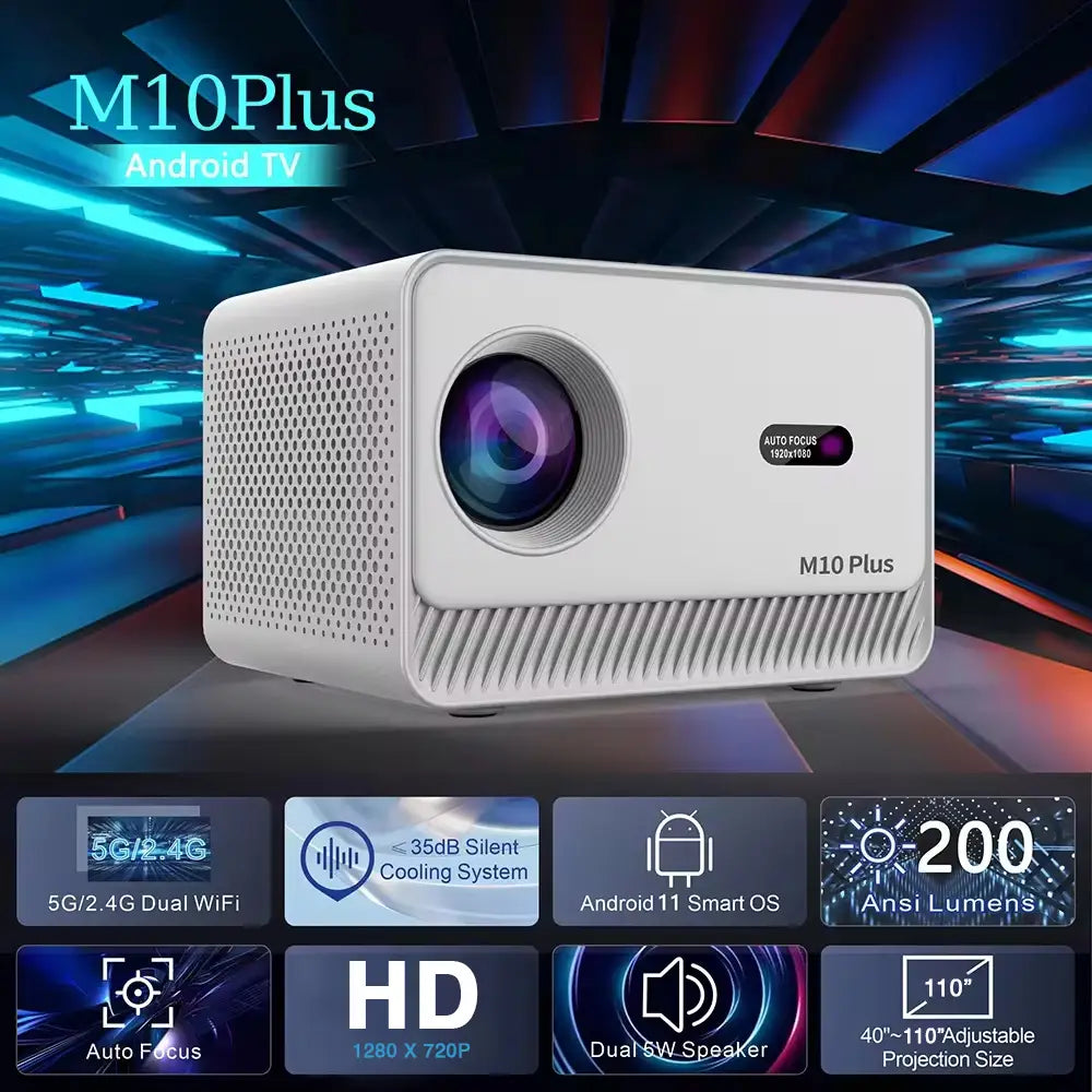 HD Home Cinema Smart WiFi Projector with Android 11 & Dual Stereo Speakers