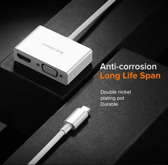 UGREEN USB Type C to HDMI + VGA Converter (White)