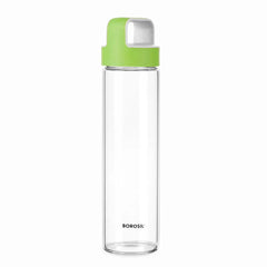 Borosil Neo 550ml Borosilicate Glass Water Bottle with Leakproof Airtight Lid, Fridge Safe Wide Mouth Clear Bottle