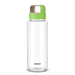 Borosil Crysto 750ml Borosilicate Glass Water Bottle with Leakproof Airtight Lid, Fridge Safe Wide Mouth Clear Bottle