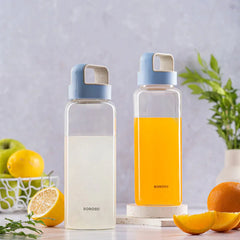 Borosil Crysto 750ml Borosilicate Glass Water Bottle with Leakproof Airtight Lid, Fridge Safe Wide Mouth Clear Bottle