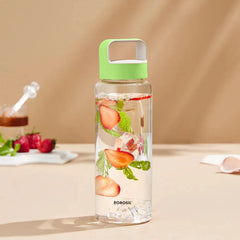 Borosil Crysto 750ml Borosilicate Glass Water Bottle with Leakproof Airtight Lid, Fridge Safe Wide Mouth Clear Bottle