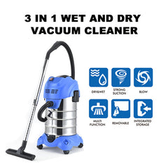 Puresweep Heavy Duty Wet & Dry Vacuum Cleaner with Steel Pipe & Large Capacity Tank - 2800W & 30 Litres