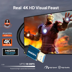 كابل موصل HDMI 2.0، 4K@60Hz، فائق الدقة، 18 جيجابت في الثانية، سرعة عالية، HDR، ثلاثي الأبعاد، مطلي بالذهب للتلفزيون والكمبيوتر وبلايستيشن 5 والشاشات، 3 أمتار