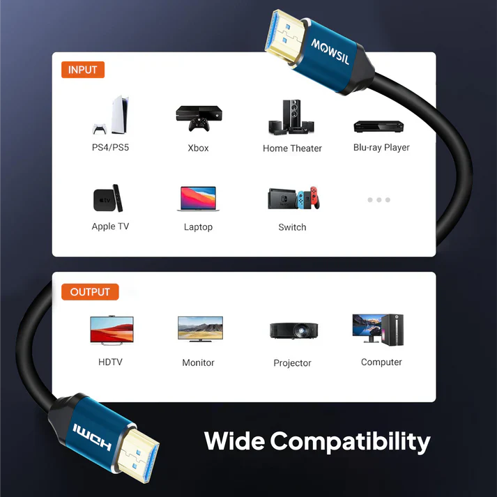 كابل موصل HDMI 2.0، 4K@60Hz، فائق الدقة، 18 جيجابت في الثانية، سرعة عالية، HDR، ثلاثي الأبعاد، مطلي بالذهب للتلفزيون والكمبيوتر وبلايستيشن 5 والشاشات، 3 أمتار