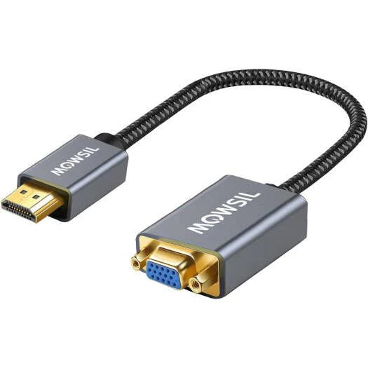 محول HDMI إلى VGA من موصل | محول تشغيل فوري عالي الدقة بالكامل 1080p للكمبيوتر الشخصي واللابتوب وجهاز العرض والشاشة
