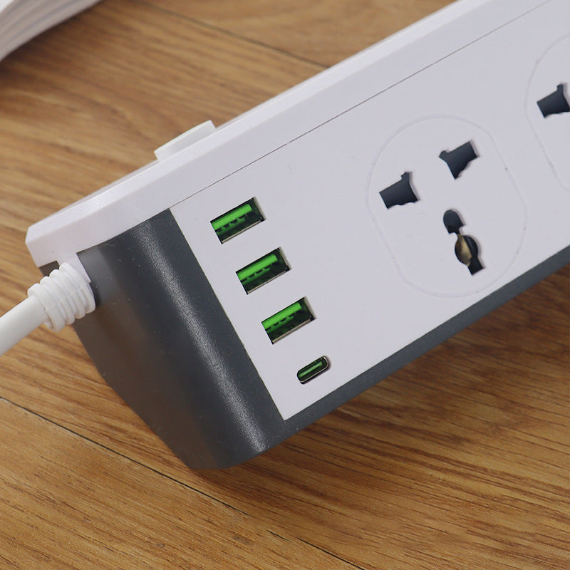 3000W Power Strip Extension with 8 Universal Outlets, 3.1A USB & Type-C Ports, Overload, Surge & Short Circuit Protection for Home & Office - 2 Metres Length