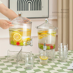 Large Capacity 4.5L Plastic Material Beverage Water Dispenser Jug with 5 Plastic Glass Set