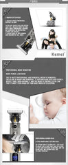 Kemei Professional Rechargeable Hair Clipper with 3 Adjustable Combs - High 1200 mAh Capacity