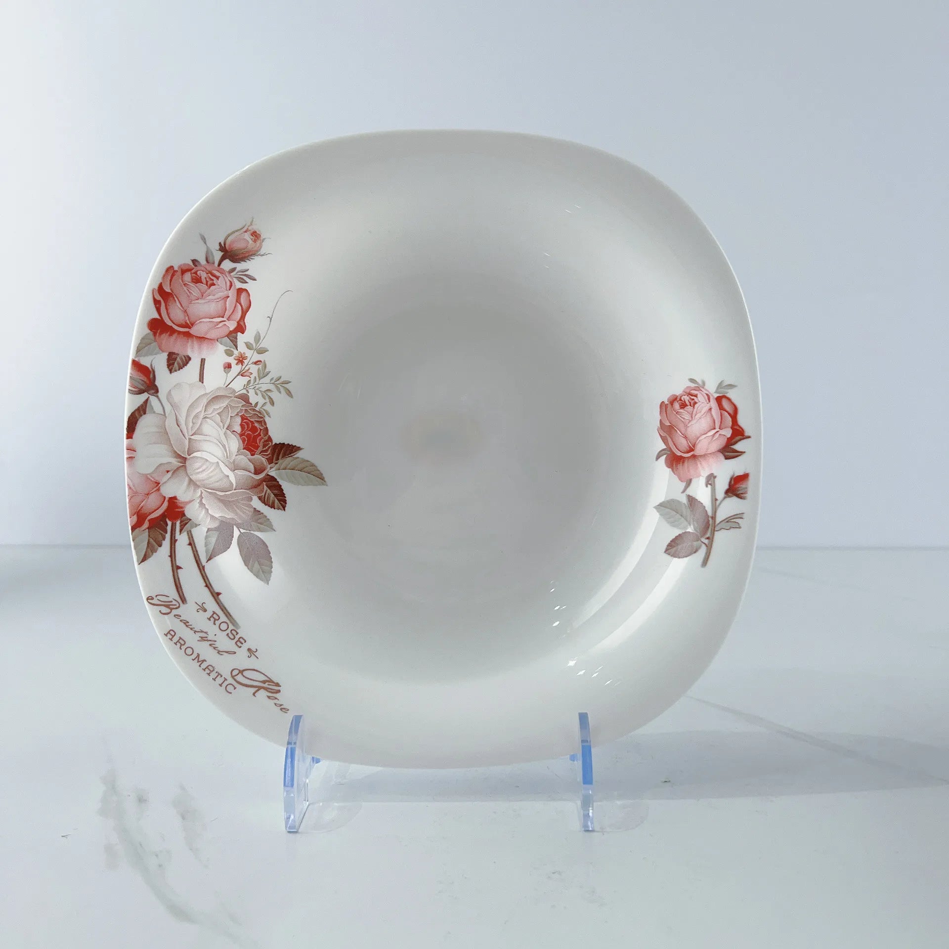 Elegant 24 Piece Tableware Set with Rose Pattern