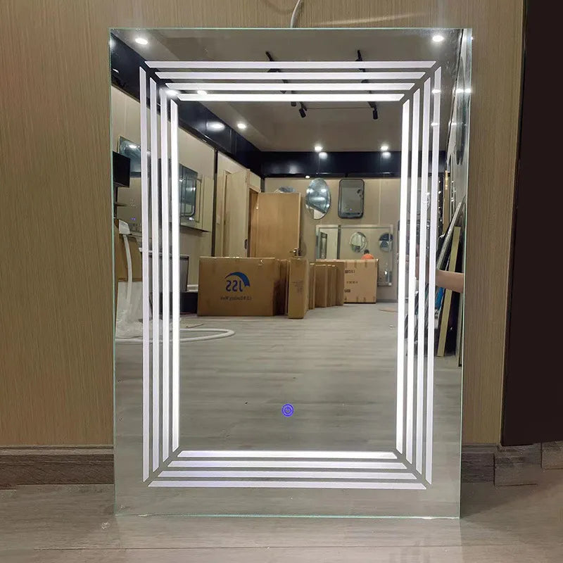 Smart Bathroom Bluetooth Speaker Vanity Mirror with Backlit LED Light, Anti-Fog, Touch Sensor, Timer - 60 x 80 cm