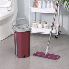 360° Microfiber Flat Mop and Bucket Set with Self-Wringing System - High Absorption, Aluminum Handle & Easy Floor Cleaning
