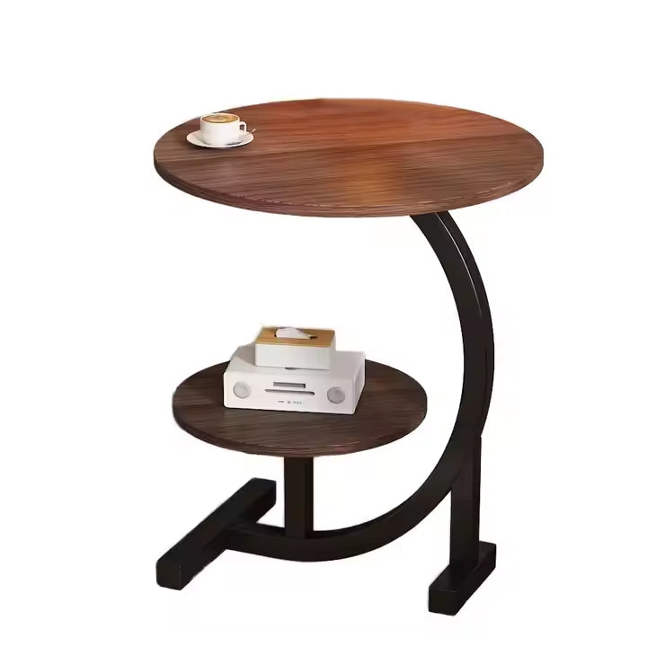 Modern Round 2-Tier C-Shaped Side Table for Living Room & Bedroom