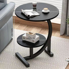 Modern Round 2-Tier C-Shaped Side Table for Living Room & Bedroom