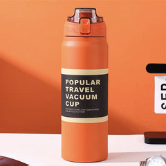 900ML Stainless Steel Vacuum Insulated Travel Cup with Straw & Direct Drinking Mouth, Sliding Safety Lock, Pressure Release Lid & Double-Layer Thermal Insulation