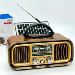 GOLON Solar Rechargeable Speaker with Bluetooth, FM/AM/SW Bands, Dual Stereo Speakers, USB/TF Music Player, TWS Pairing, Type-C Charging & 18650 Battery