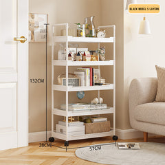 Multi-Tier Foldable Storage Rack – Portable, Space-Saving Organizer for Kitchen, Living Room & Pantry – 57 x 28 x 132 cm