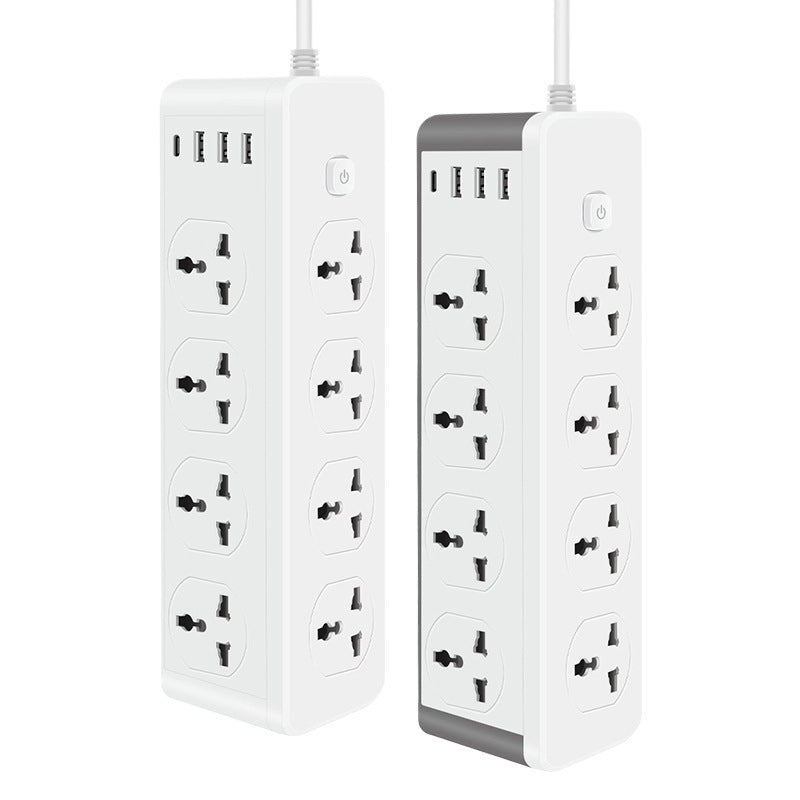 3000W Power Strip Extension with 8 Universal Outlets, 3.1A USB & Type-C Ports, Overload, Surge & Short Circuit Protection for Home & Office - 2 Metres Length