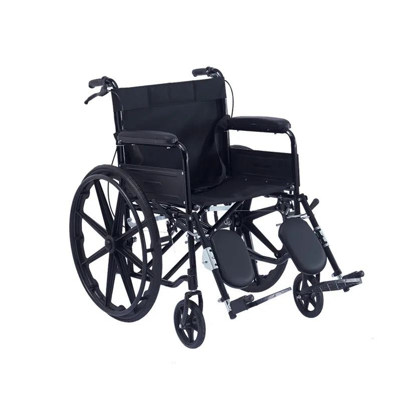 Premium Foldable Lightweight Wheelchair 15.5 Kg Carbon Steel Frame with Dual Braking System, Adjustable 90° Leg Rest, Compact Travel Portable Mobility Chair