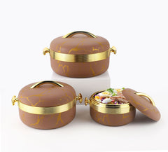 Southwest Kinpo JN212 Premium Stainless Steel 3-Piece Insulated Thermal Casserole Set, 1L + 2L + 3.5L, Up to 6 Hours Heat Retention, 6 Color Pattern Options, Fitted Lids & Carry Handles