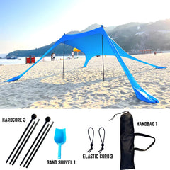 Waterproof Blue Garden & Camping Shade Sail Tent Sun Shelter with UPF 50+, Foldable Canopy for Picnic, Beach, Pool, and Outdoor Activities - 200 x 160 cm
