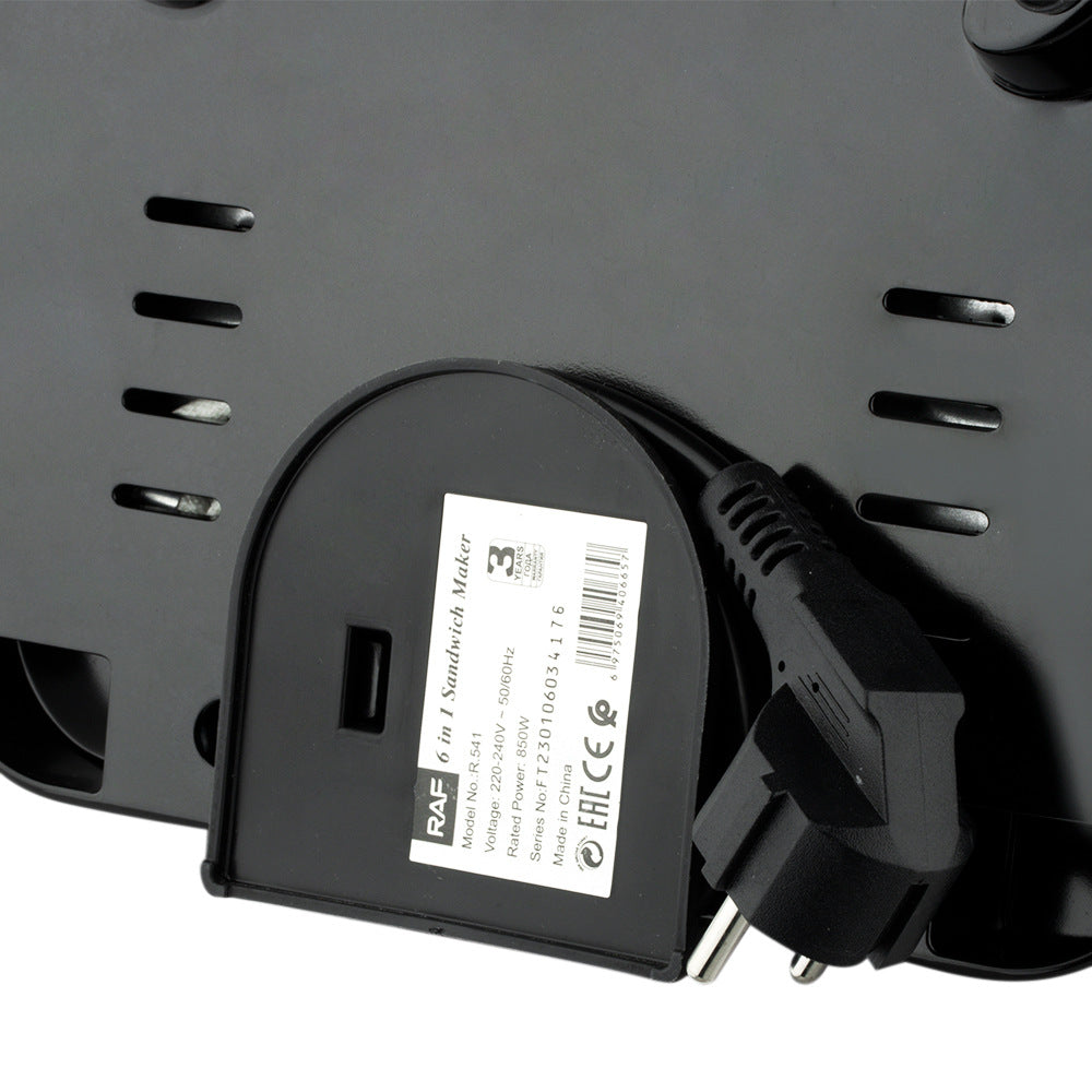 RAF 6-in-1 Multi-Functional Sandwich Maker with Interchangeable Plates for Donut, Waffle, Steak, Nutty Cakes & Shell Shape Baking