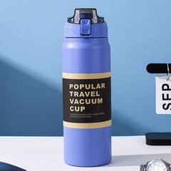 900ML Stainless Steel Vacuum Insulated Travel Cup with Straw & Direct Drinking Mouth, Sliding Safety Lock, Pressure Release Lid & Double-Layer Thermal Insulation