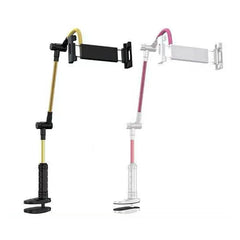 Adjustable Multifunction Desktop Phone & Tablet Stand with 360° Rotating Arm, Anti-Shake Clamp Mount, Foldable Alloy Extension Rod and Universal Device Holder