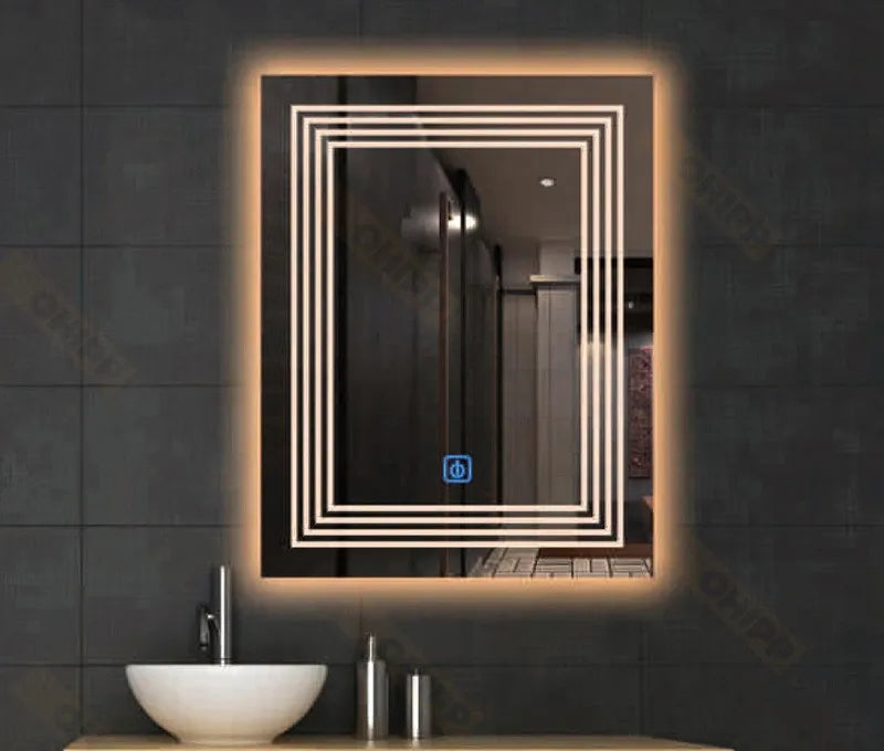 Smart Bathroom Bluetooth Speaker Vanity Mirror with Backlit LED Light, Anti-Fog, Touch Sensor, Timer - 60 x 80 cm