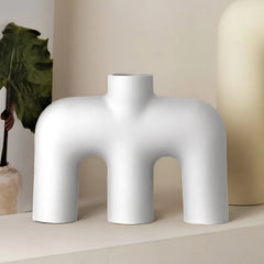 Abstract Decorative Ceramic M Shape Flower Pot Vase for Home & Living Room Décor -  14 x 19 x 4.5 CM
