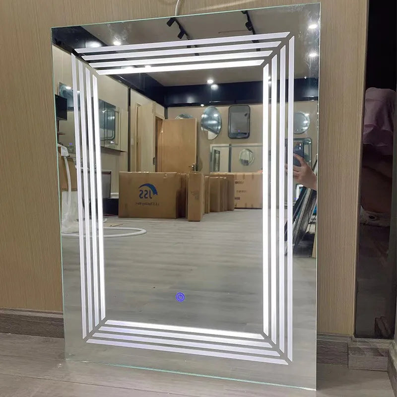 Smart Bathroom Bluetooth Speaker Vanity Mirror with Backlit LED Light, Anti-Fog, Touch Sensor, Timer - 60 x 80 cm